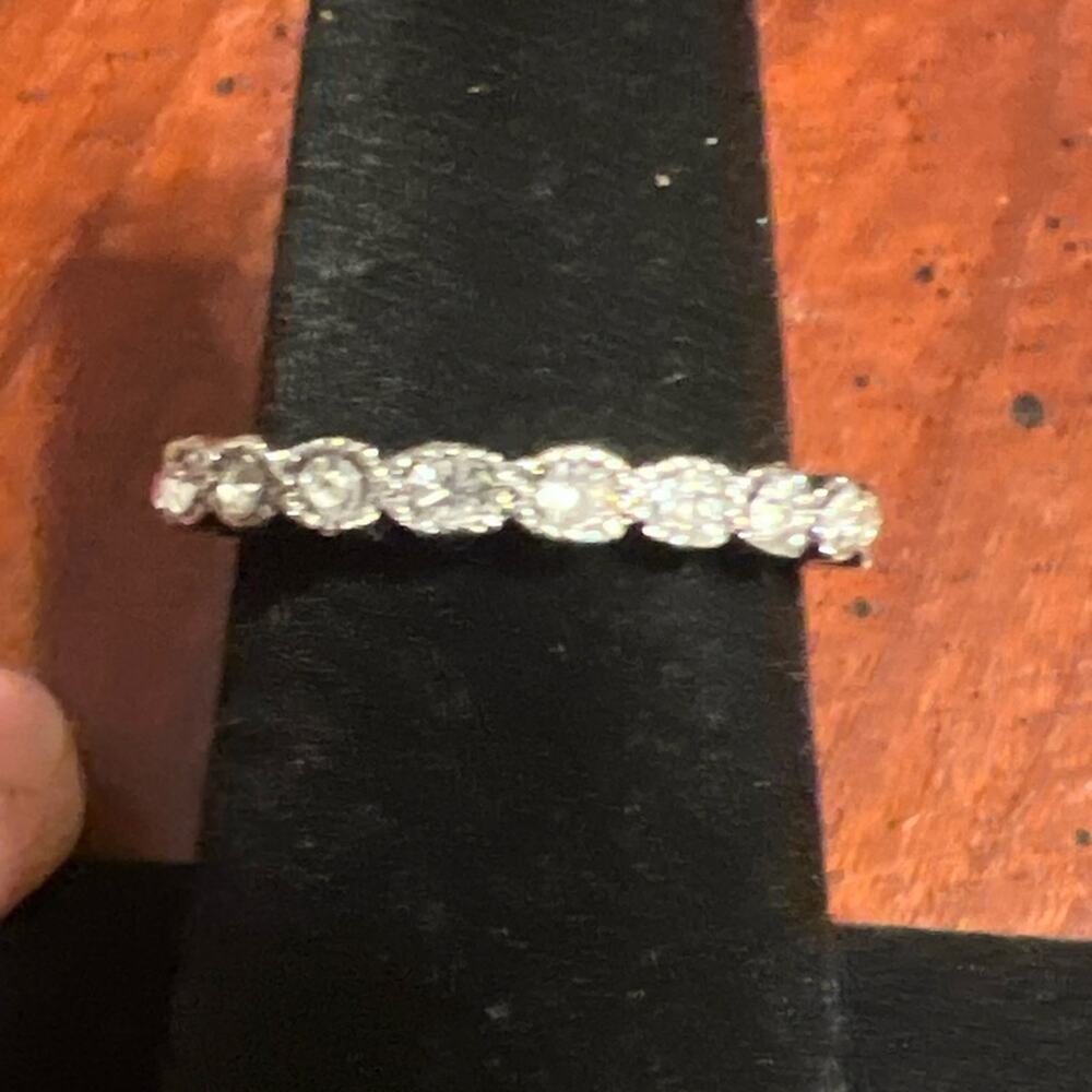 Silver Tone With RhineStones All Way Around  Sz 7.5
